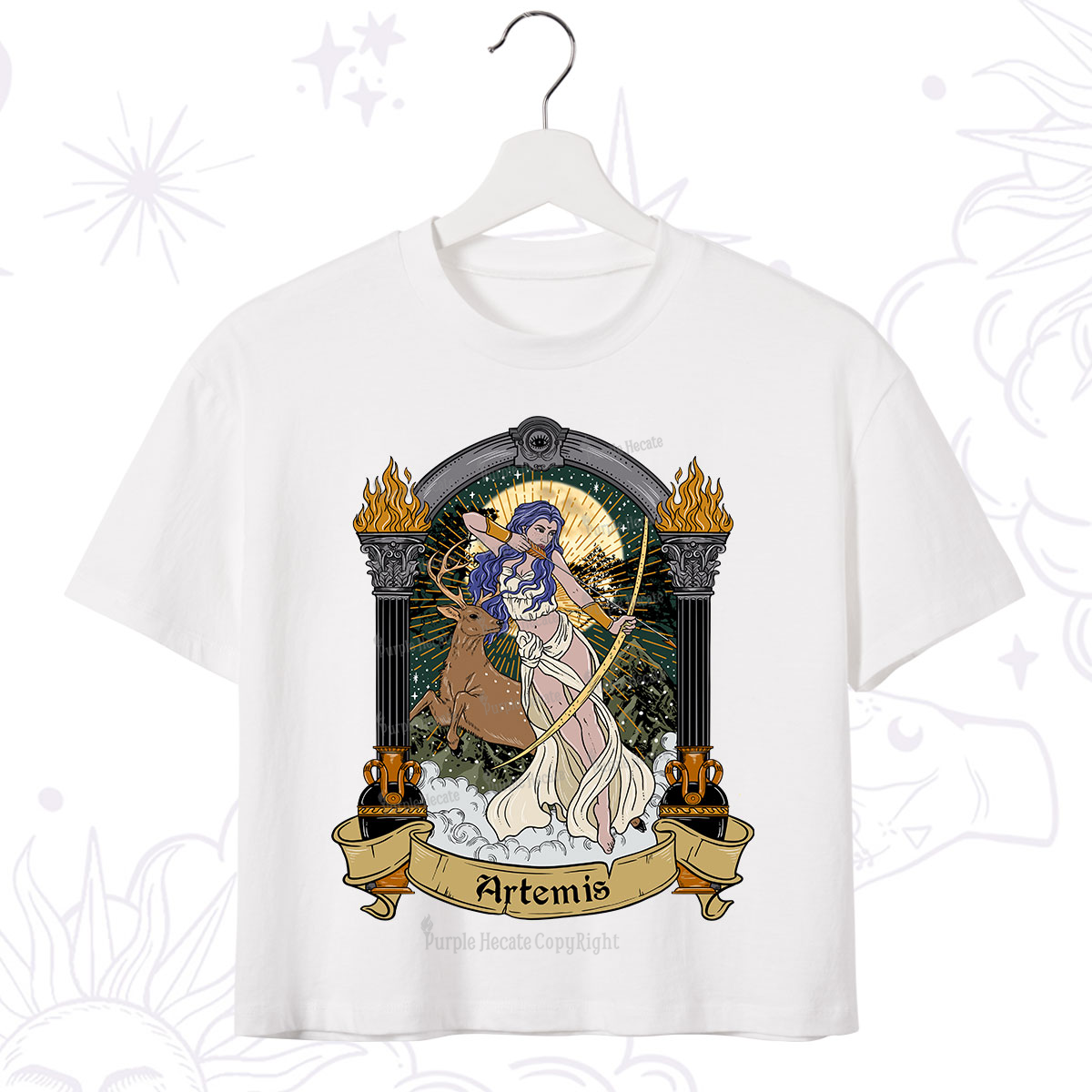 Purplehecate The Huntress Goddess Artemis Crop T-Shirt