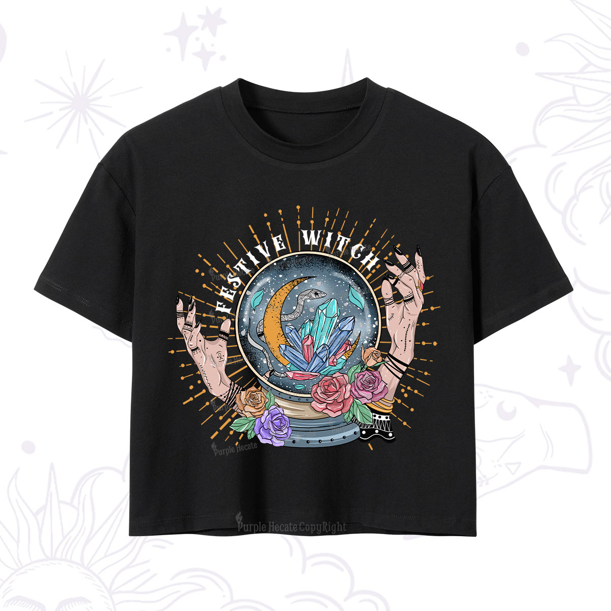Purplehecate Festive Witch Crop T-Shirt