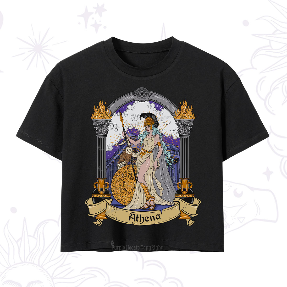 Purplehecate The Wise Goddess Athena Crop T-Shirt
