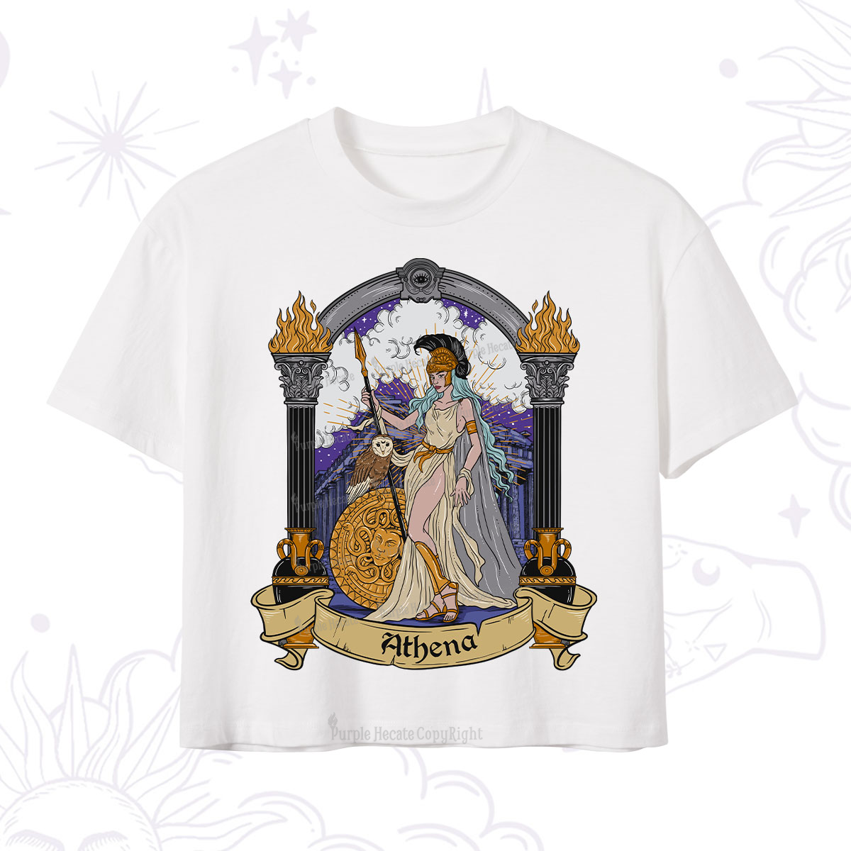 Purplehecate The Wise Goddess Athena Crop T-Shirt