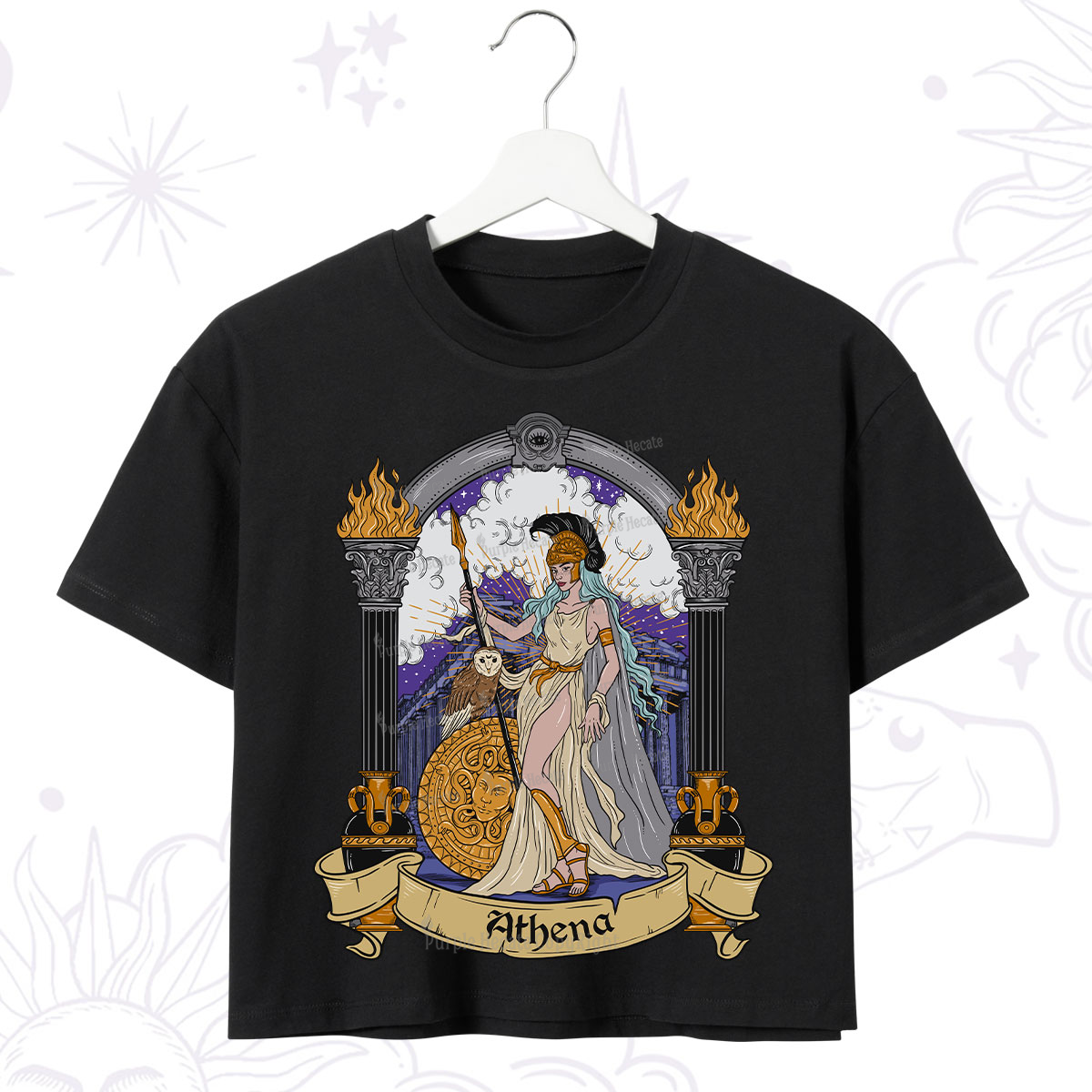 Purplehecate The Wise Goddess Athena Crop T-Shirt