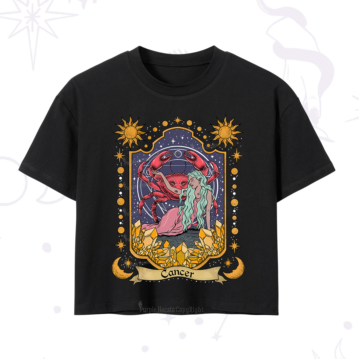Purplehecate Cancer Zodiac Crop T-Shirt