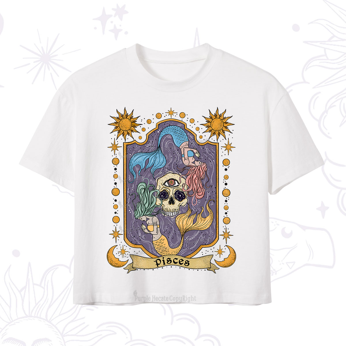 Purplehecate Pisces Zodiac Crop T-Shirt