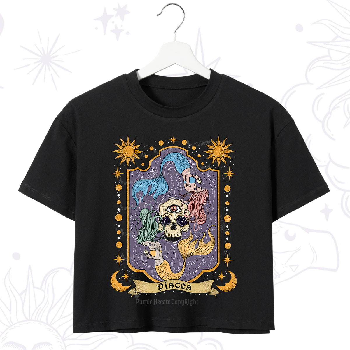 Purplehecate Pisces Zodiac Crop T-Shirt