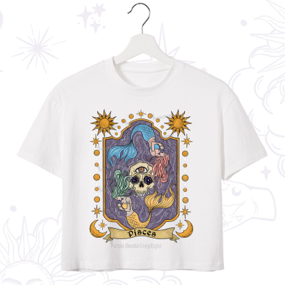 Purplehecate Pisces Zodiac Crop T-Shirt