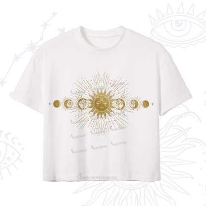 Purplehecate Mystical Moon And Sun Crop T-Shirt