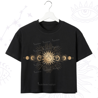 Purplehecate Mystical Moon And Sun Crop T-Shirt