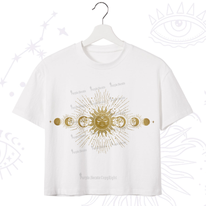 Purplehecate Mystical Moon And Sun Crop T-Shirt