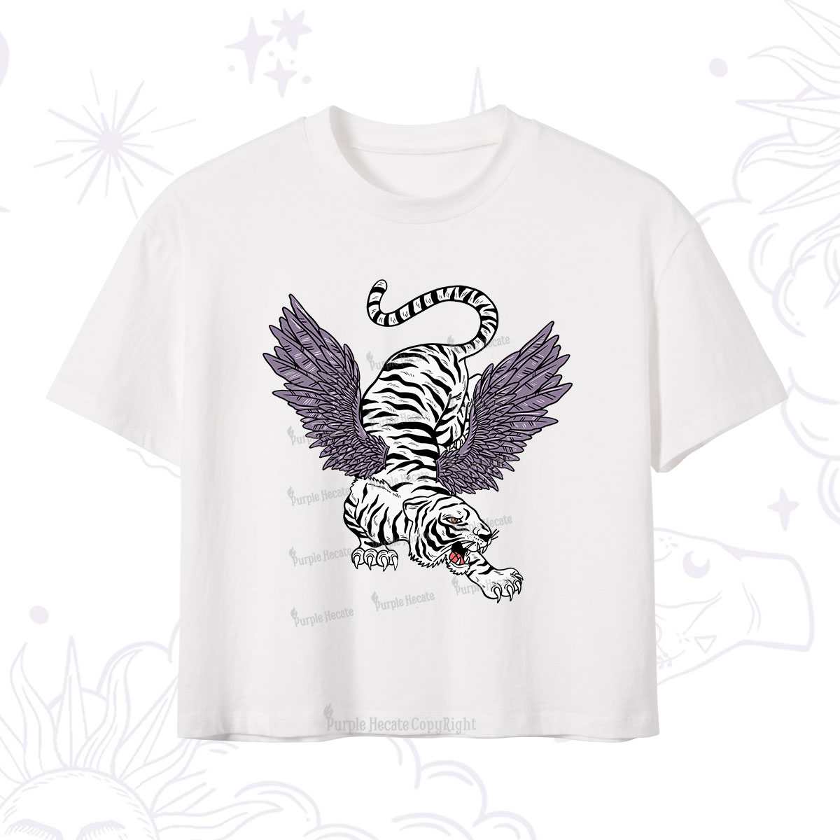 Purplehecate Tiger With Wings Crop T-Shirt