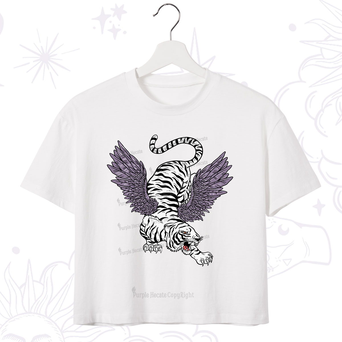 Purplehecate Tiger With Wings Crop T-Shirt