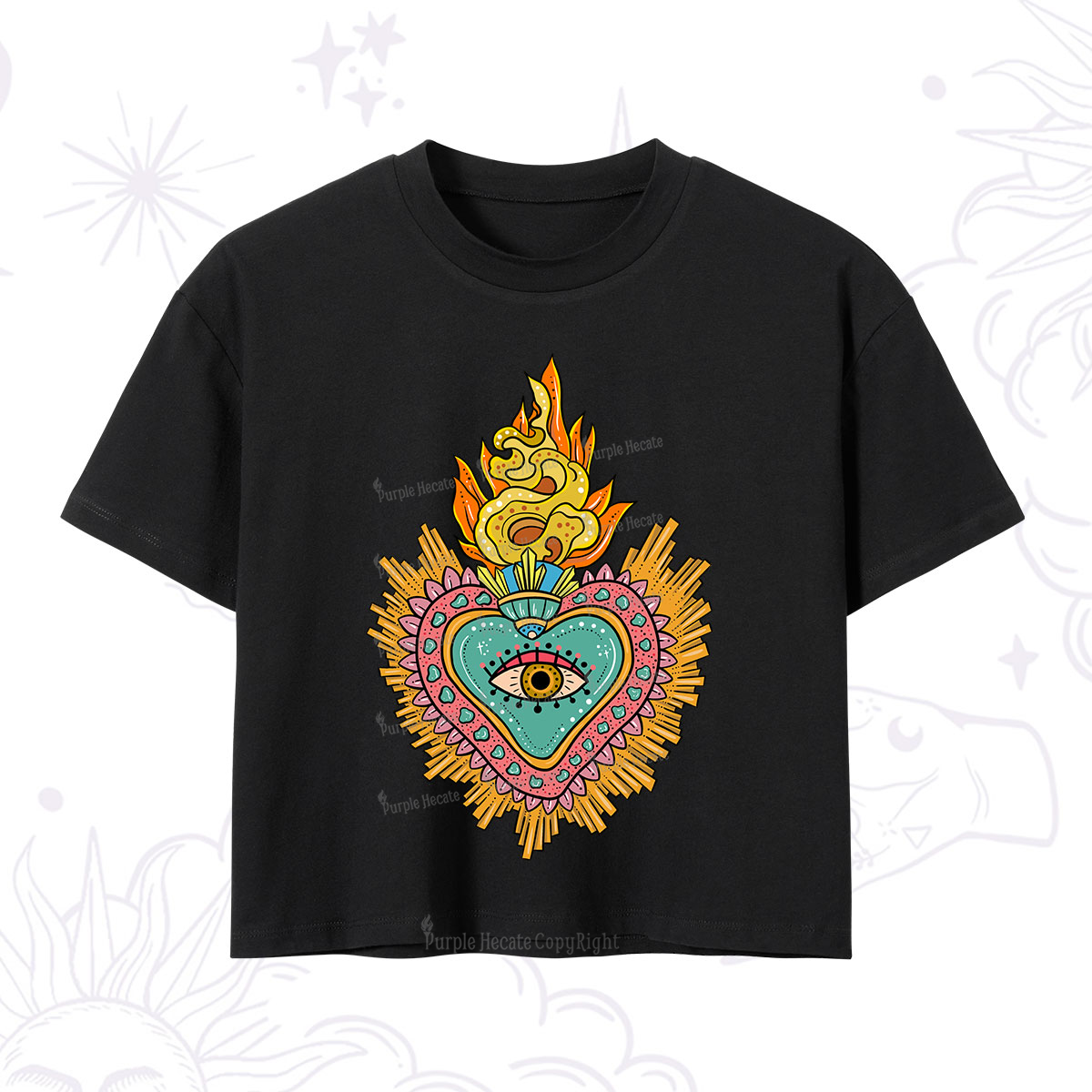 Purplehecate Rainbow Sacred Heart Crop T-Shirt