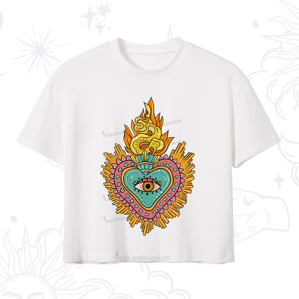 Purplehecate Rainbow Sacred Heart Crop T-Shirt