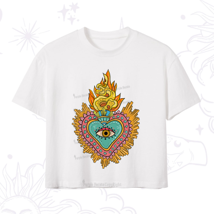 Purplehecate Rainbow Sacred Heart Crop T-Shirt