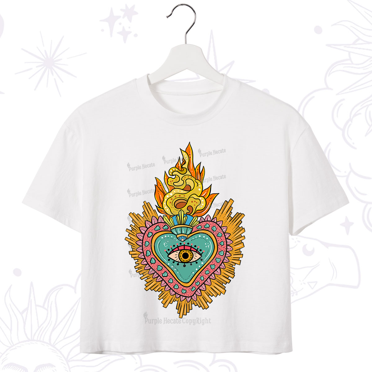 Purplehecate Rainbow Sacred Heart Crop T-Shirt