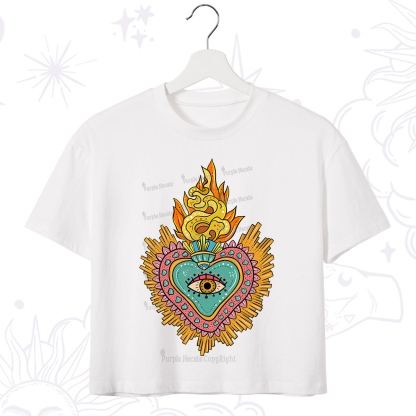 Purplehecate Rainbow Sacred Heart Crop T-Shirt