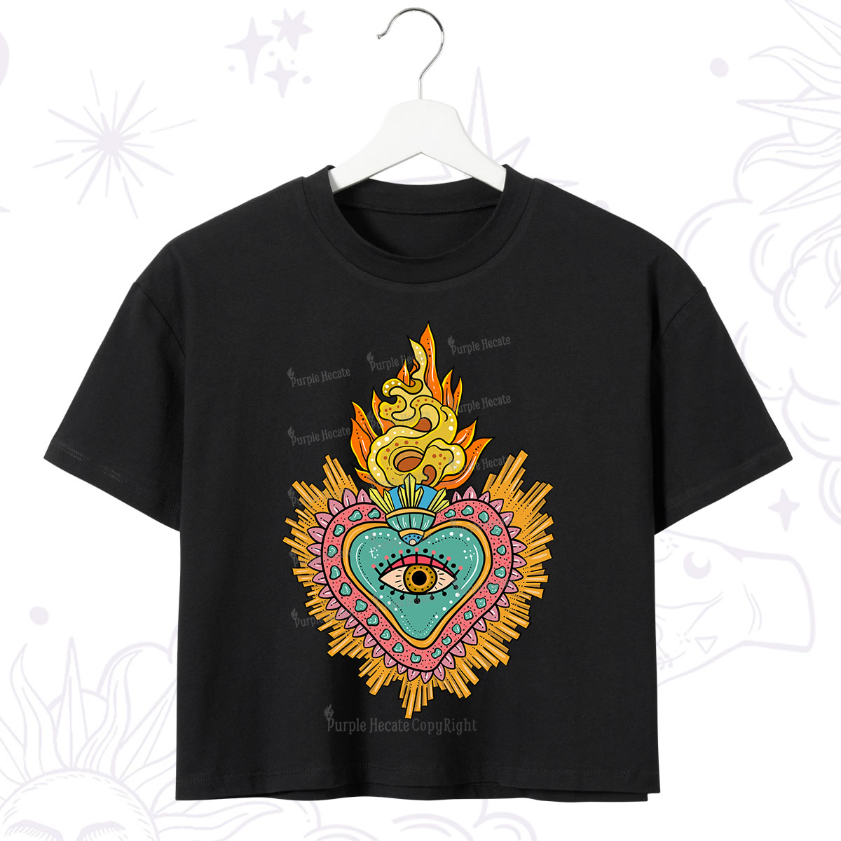Purplehecate Rainbow Sacred Heart Crop T-Shirt