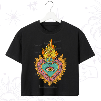 Purplehecate Rainbow Sacred Heart Crop T-Shirt