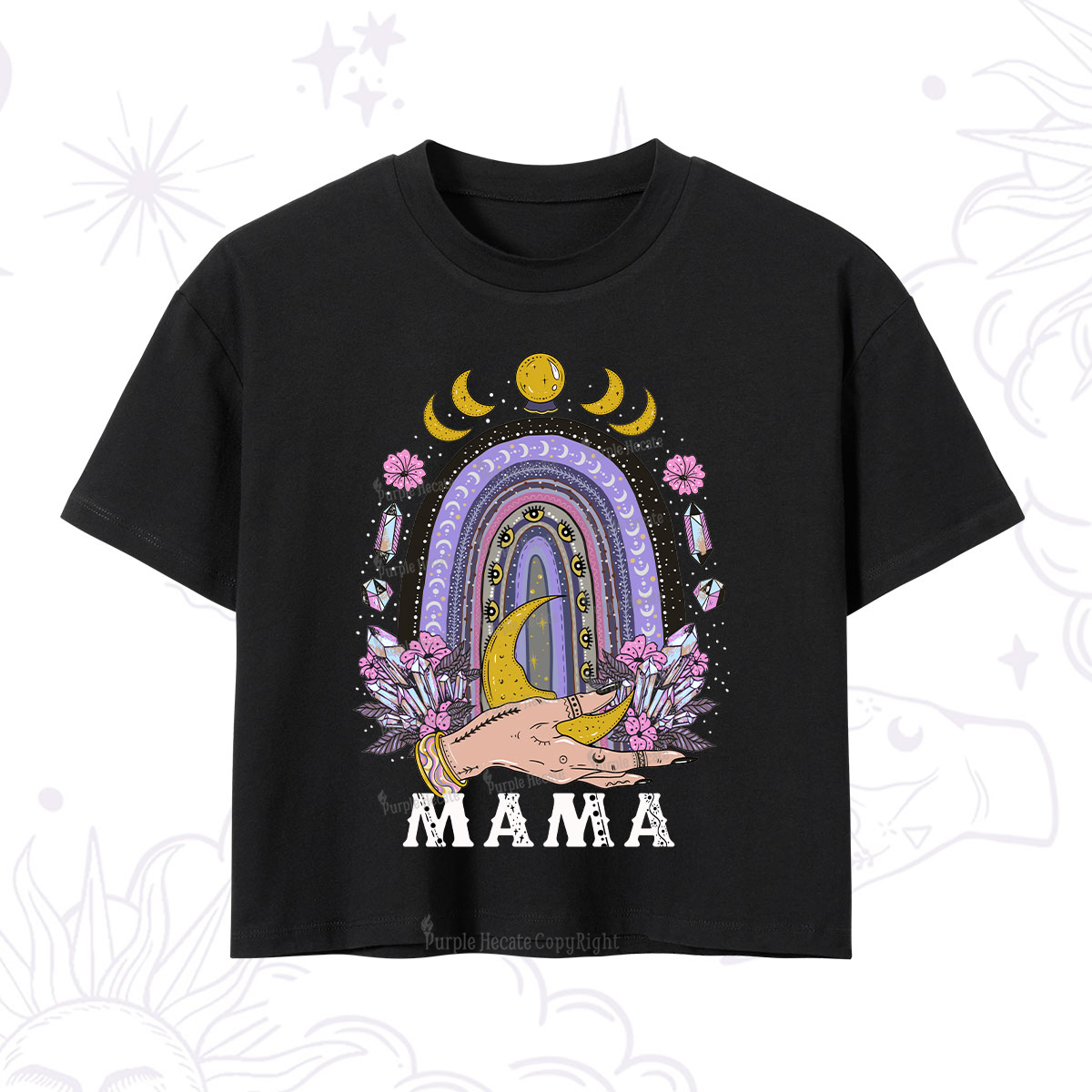 Purplehecate Gothic Mama Rainbow Crop T-Shirt