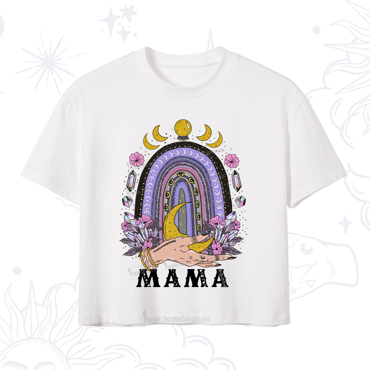 Purplehecate Gothic Mama Rainbow Crop T-Shirt
