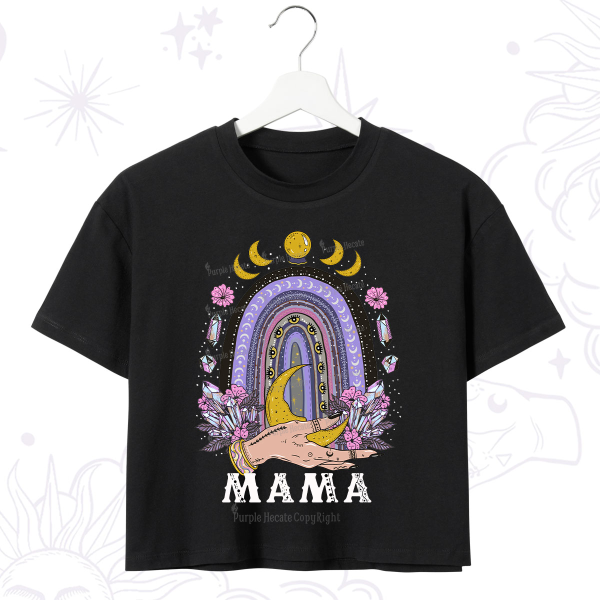 Purplehecate Gothic Mama Rainbow Crop T-Shirt