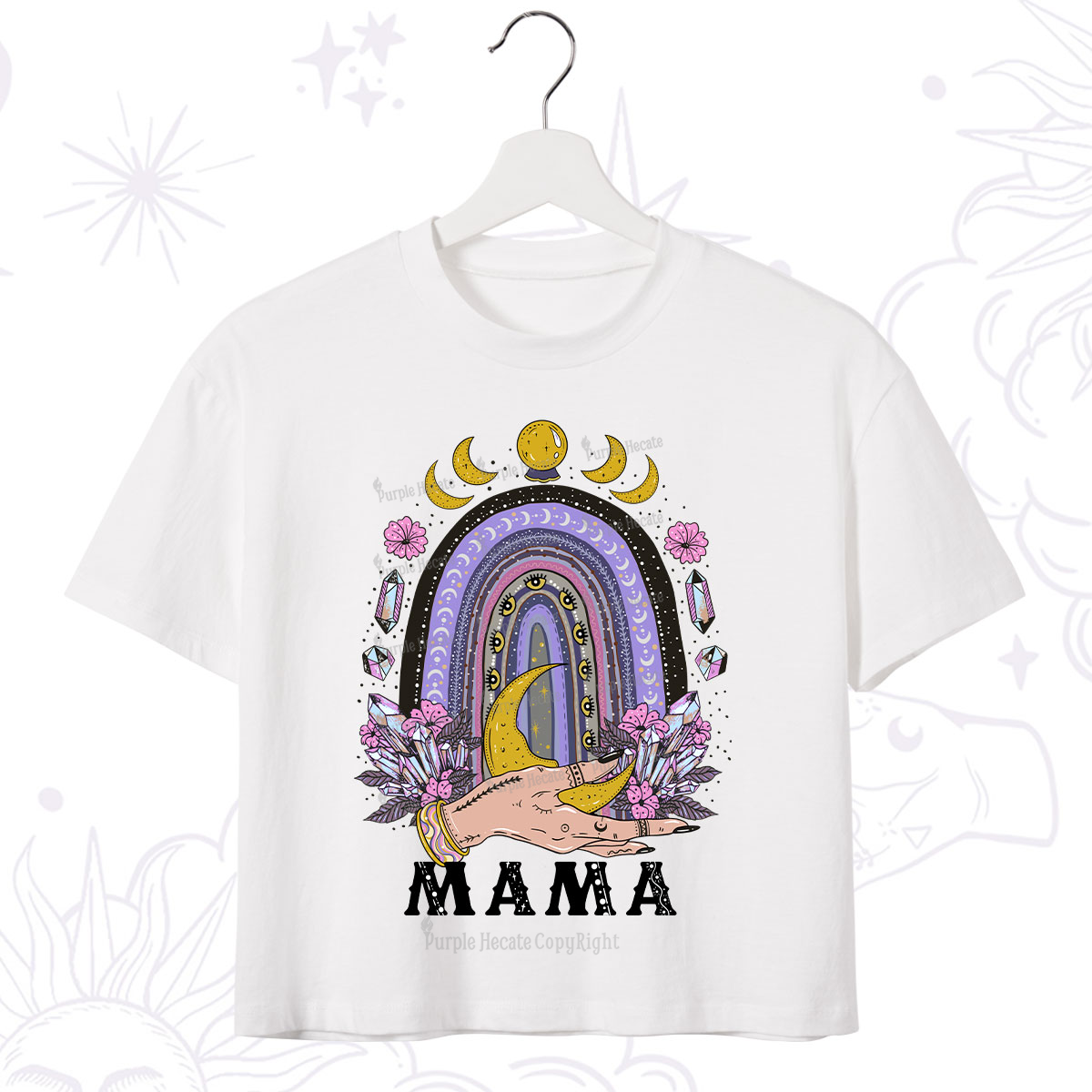 Purplehecate Gothic Mama Rainbow Crop T-Shirt