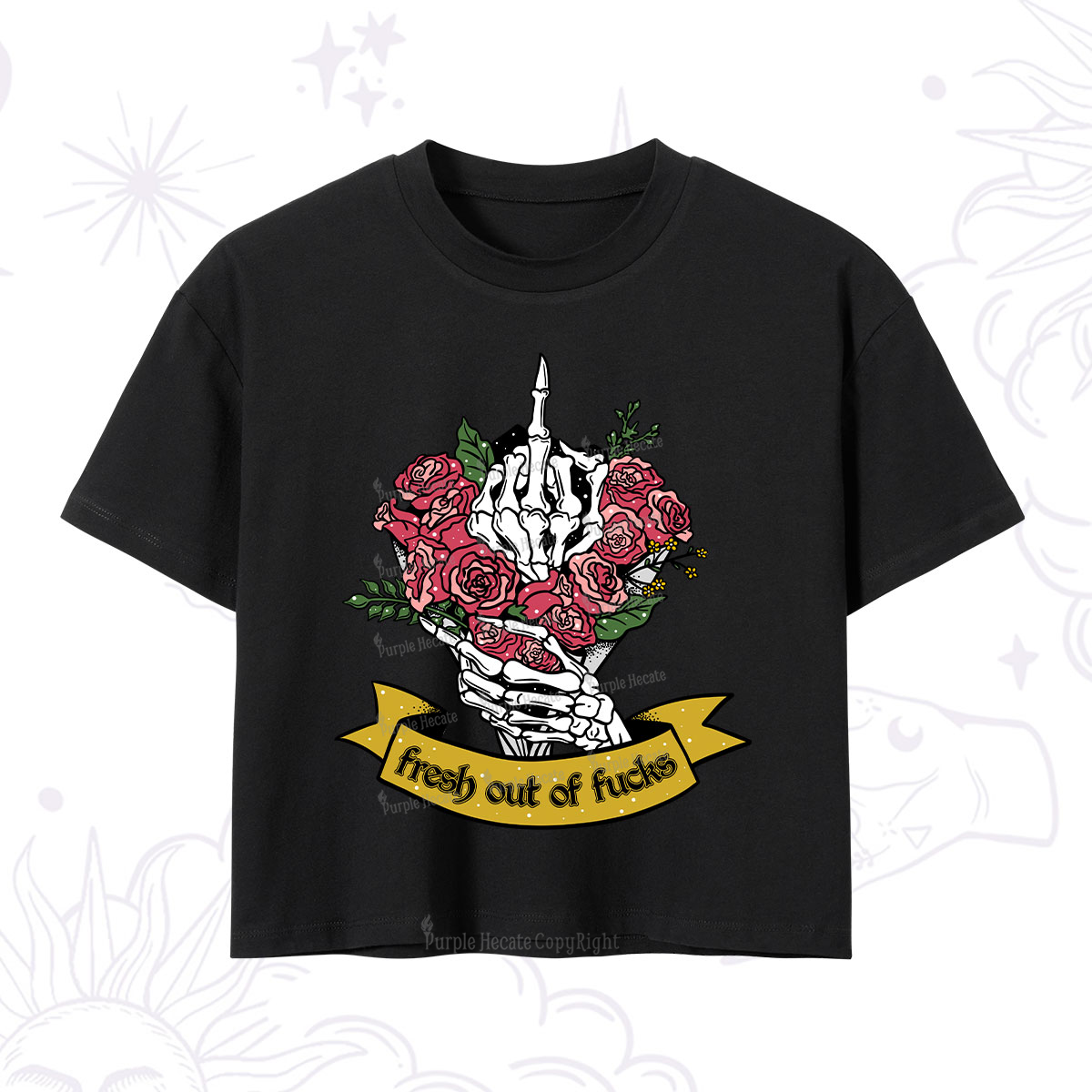 Purplehecate Fresh Out Of Fucks Crop T-Shirt