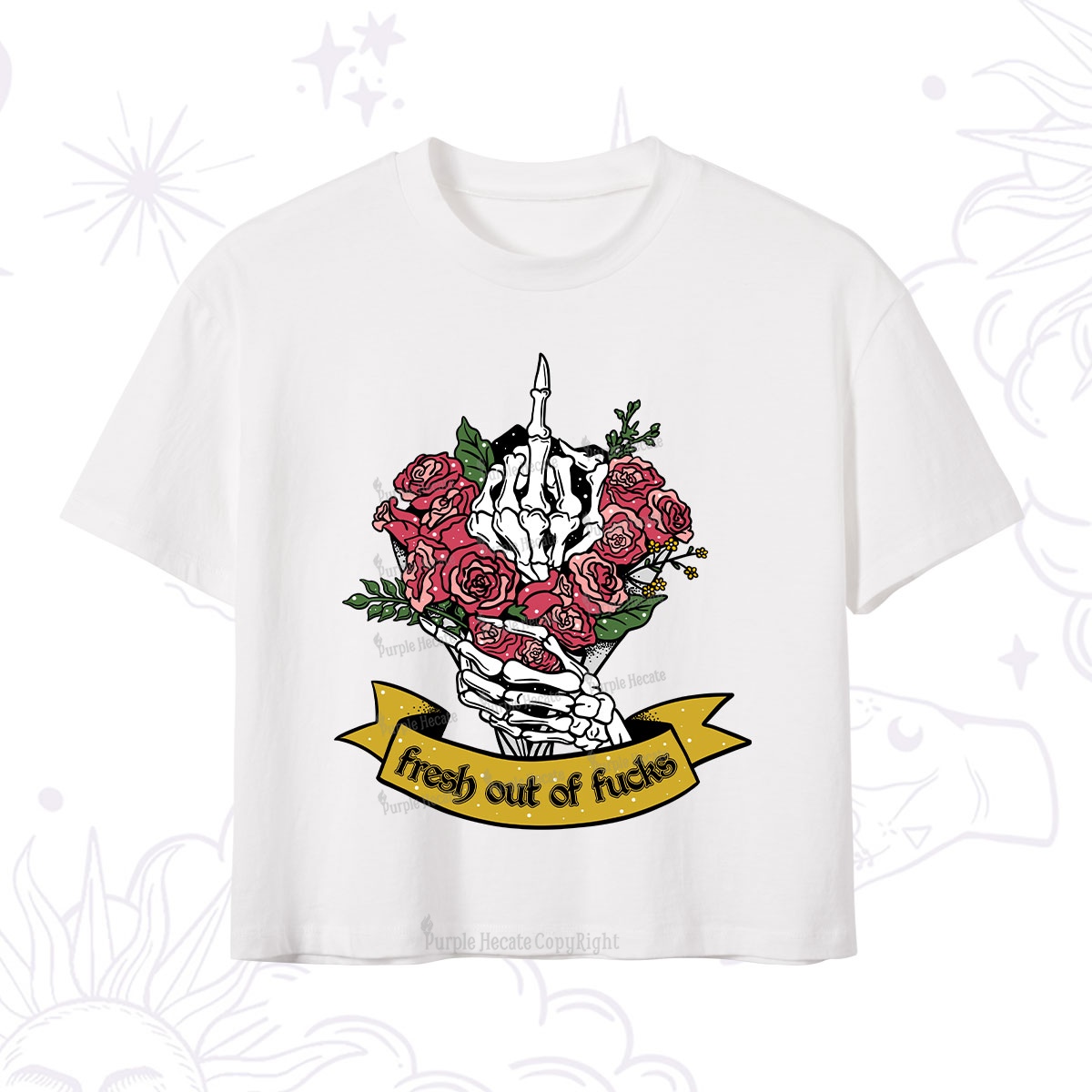 Purplehecate Fresh Out Of Fucks Crop T-Shirt