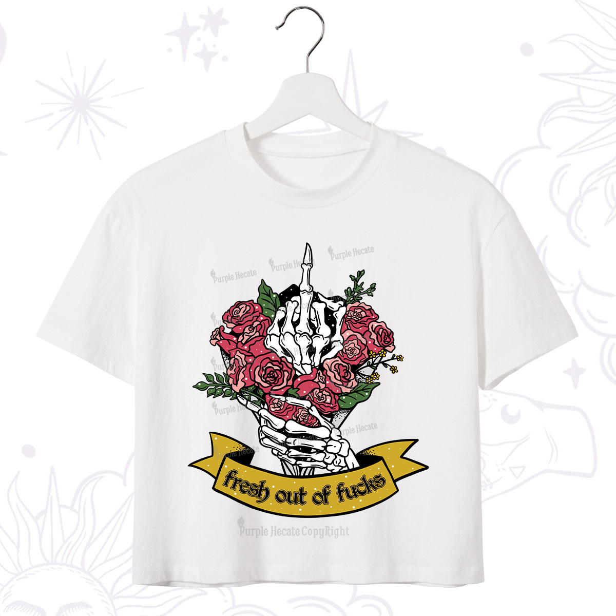 Purplehecate Fresh Out Of Fucks Crop T-Shirt