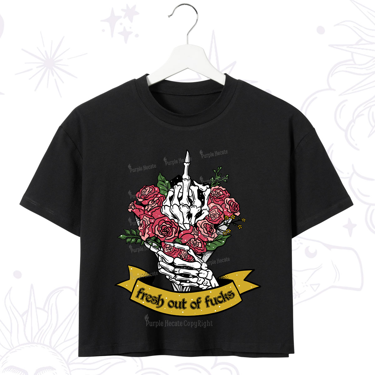 Purplehecate Fresh Out Of Fucks Crop T-Shirt