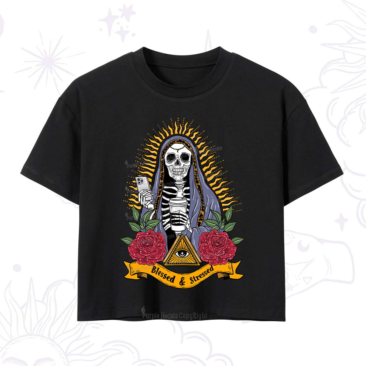 Purplehecate Blessed And Stressed Crop T-Shirt