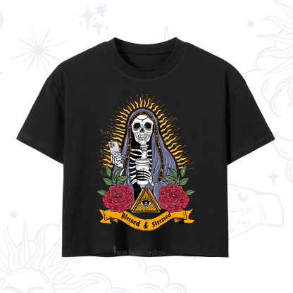 Purplehecate Blessed And Stressed Crop T-Shirt