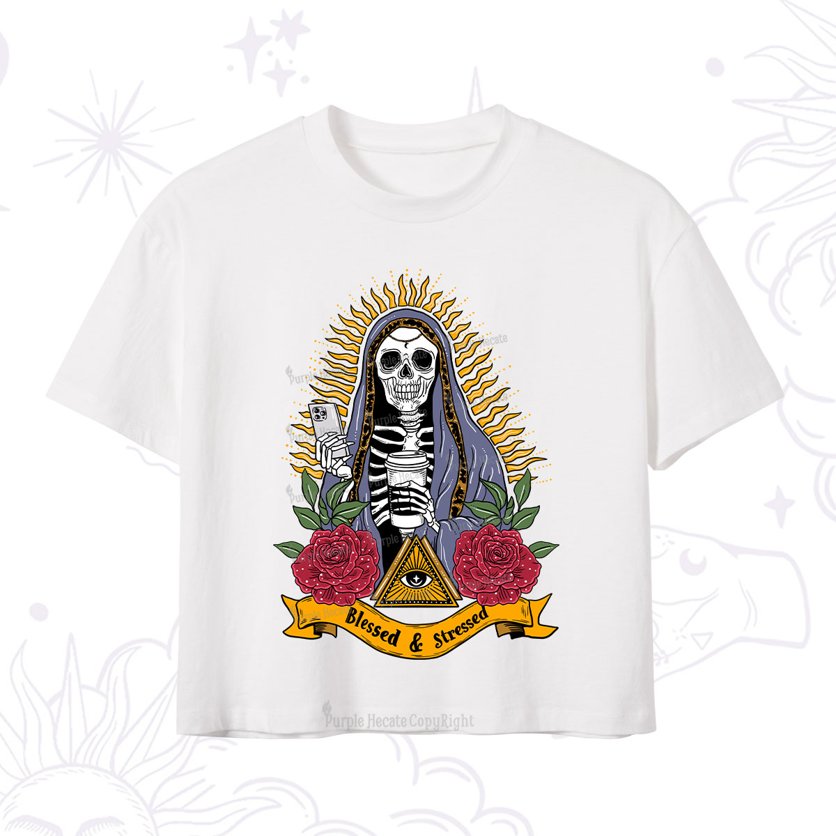 Purplehecate Blessed And Stressed Crop T-Shirt