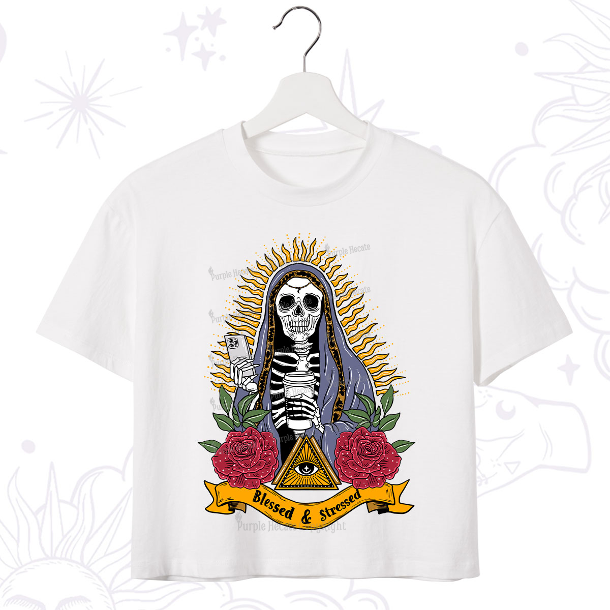 Purplehecate Blessed And Stressed Crop T-Shirt