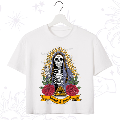 Purplehecate Blessed And Stressed Crop T-Shirt
