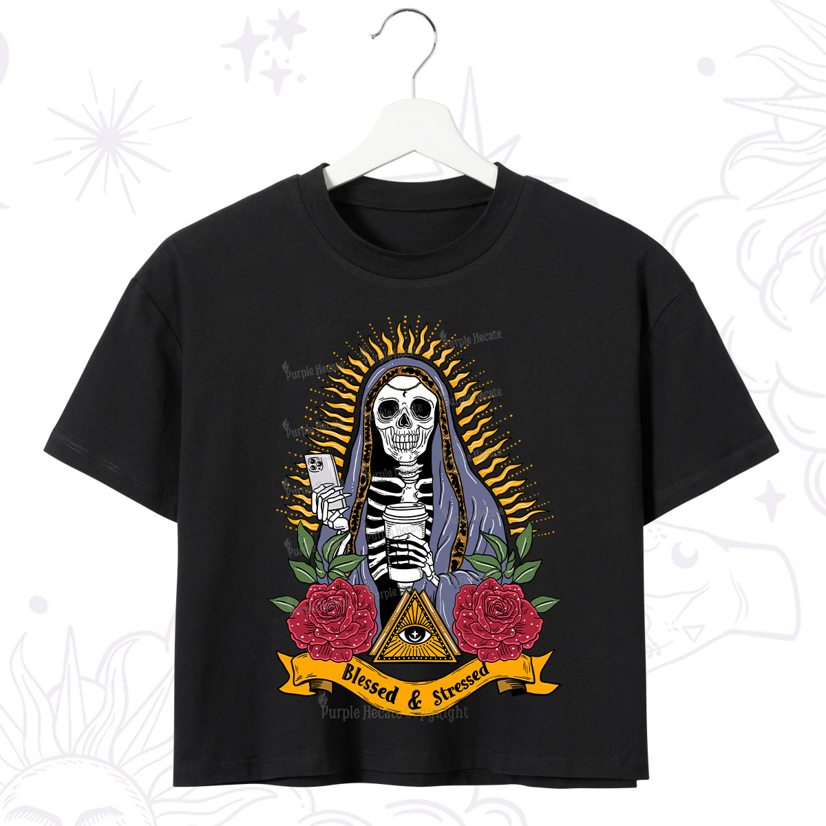 Purplehecate Blessed And Stressed Crop T-Shirt