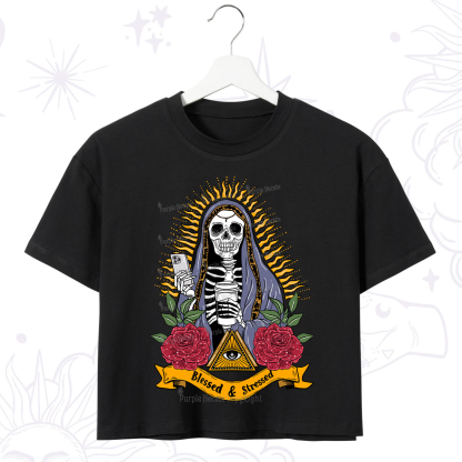 Purplehecate Blessed And Stressed Crop T-Shirt