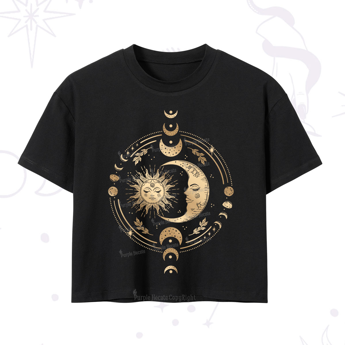 Purplehecate Celestial Sun and Moon Crop T-Shirt