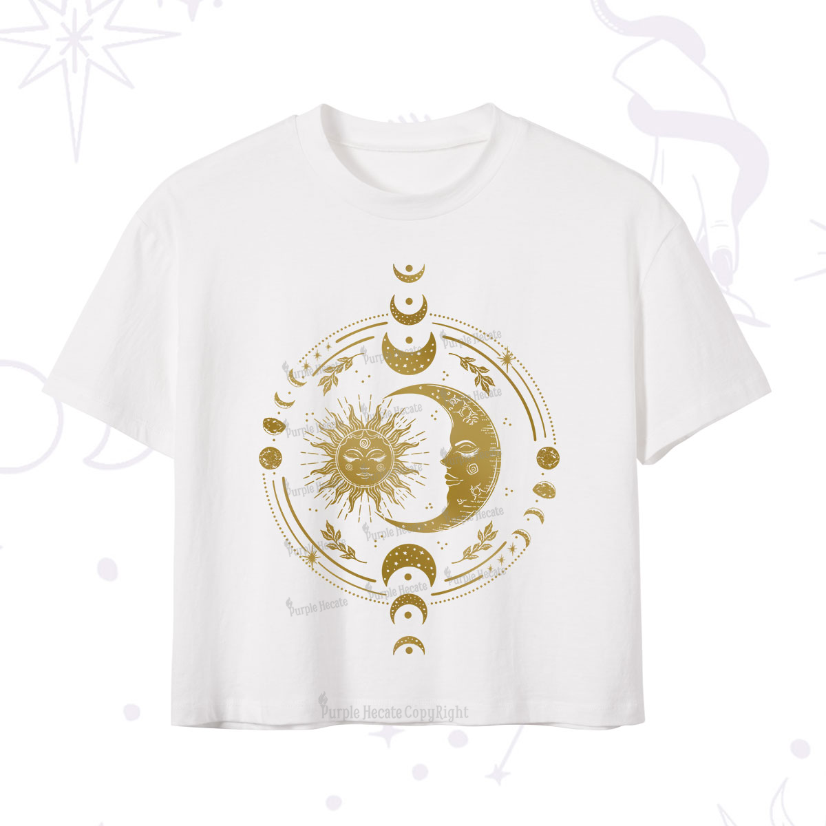 Purplehecate Celestial Sun and Moon Crop T-Shirt