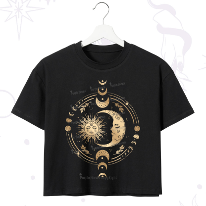 Purplehecate Celestial Sun and Moon Crop T-Shirt
