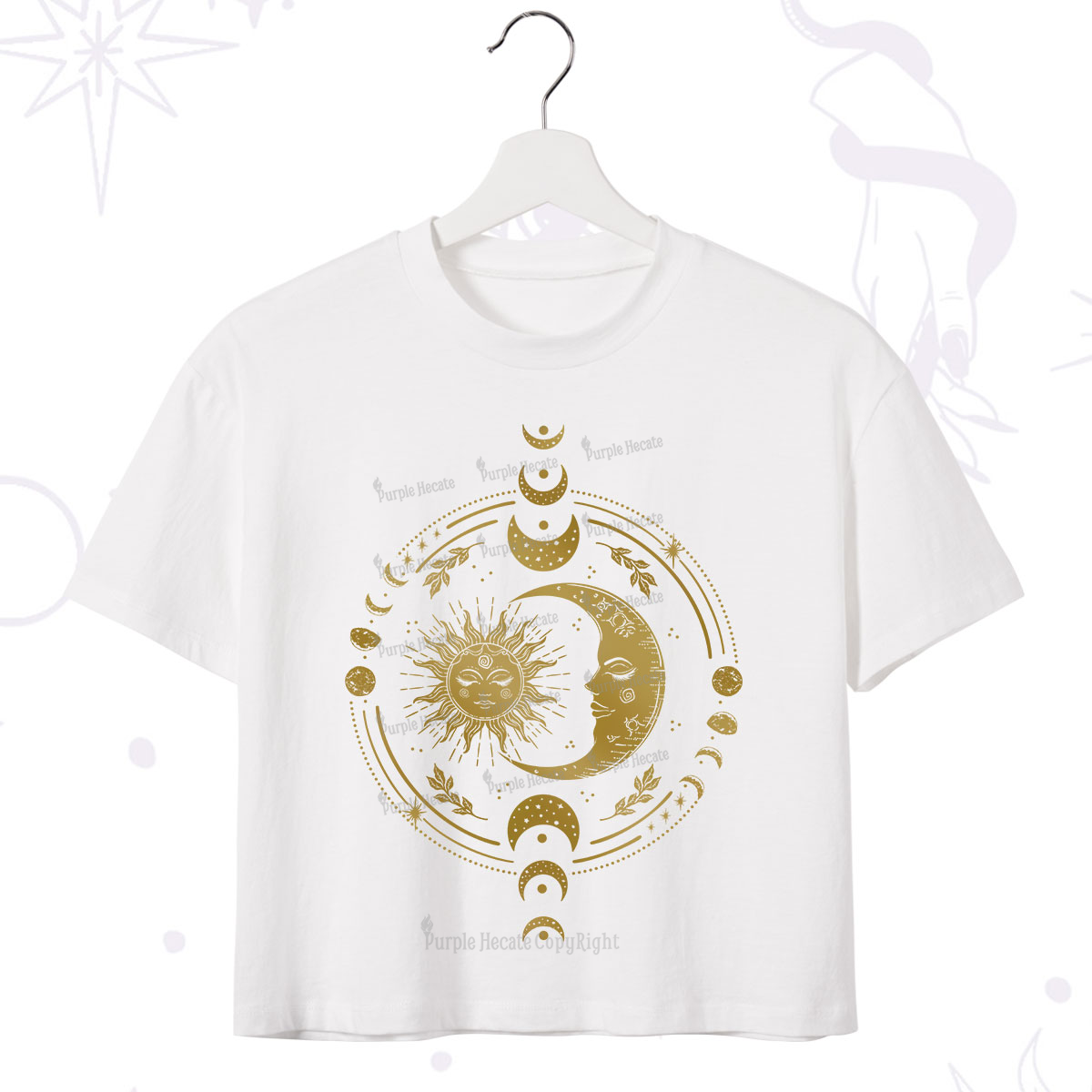 Purplehecate Celestial Sun and Moon Crop T-Shirt