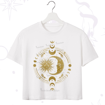 Purplehecate Celestial Sun and Moon Crop T-Shirt