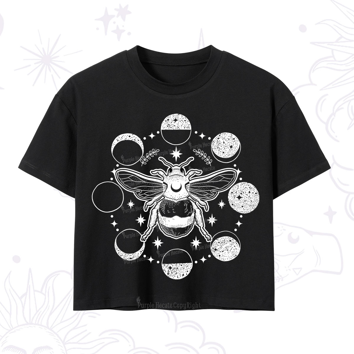 Purplehecate Moon Bee Crop T-Shirt