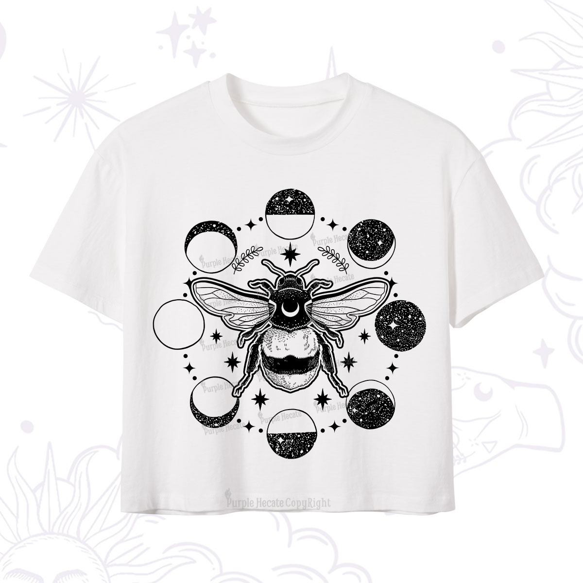 Purplehecate Moon Bee Crop T-Shirt