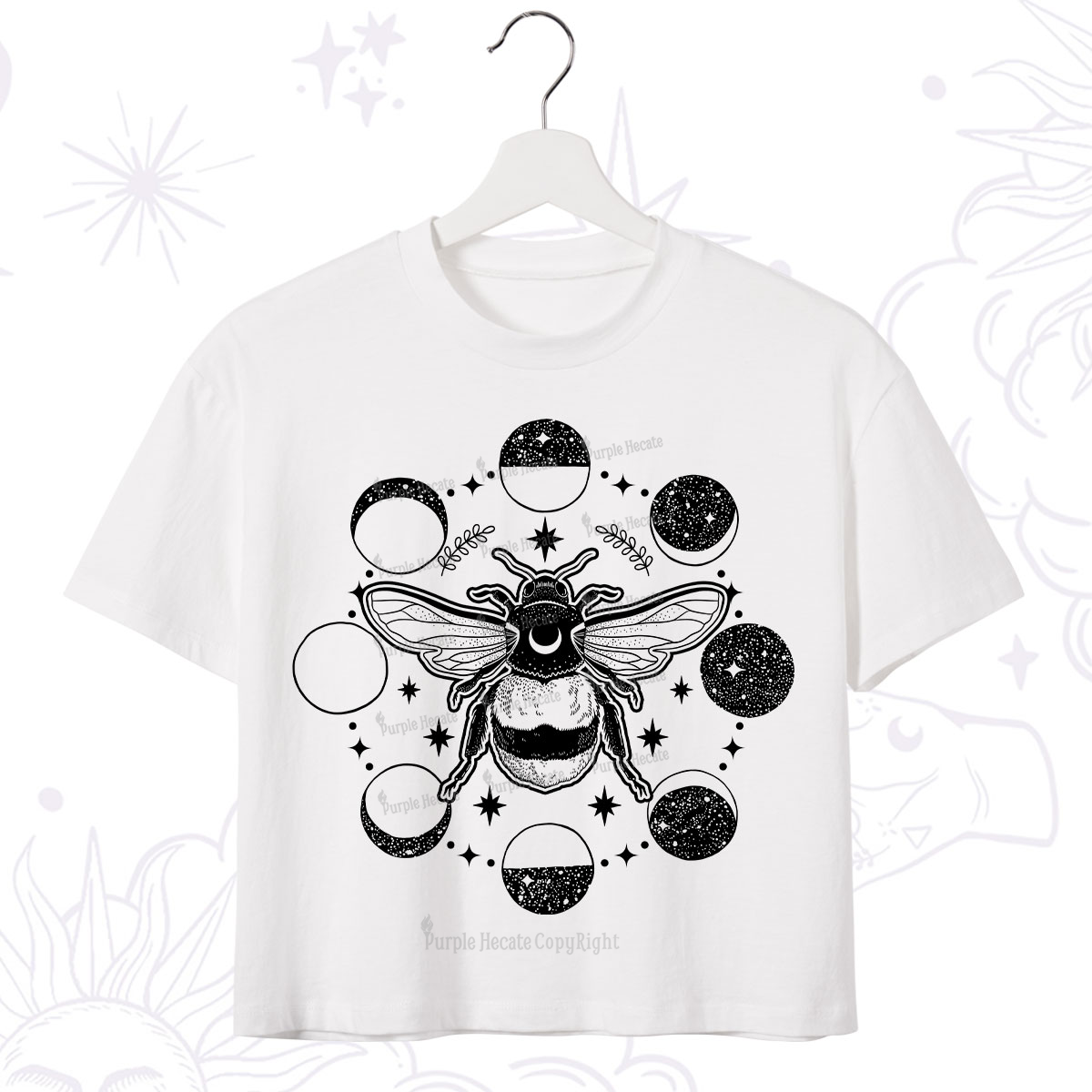 Purplehecate Moon Bee Crop T-Shirt