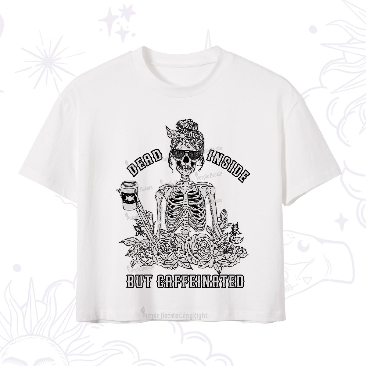 Purplehecate Dead Inside But Caffeinated Crop T-Shirt