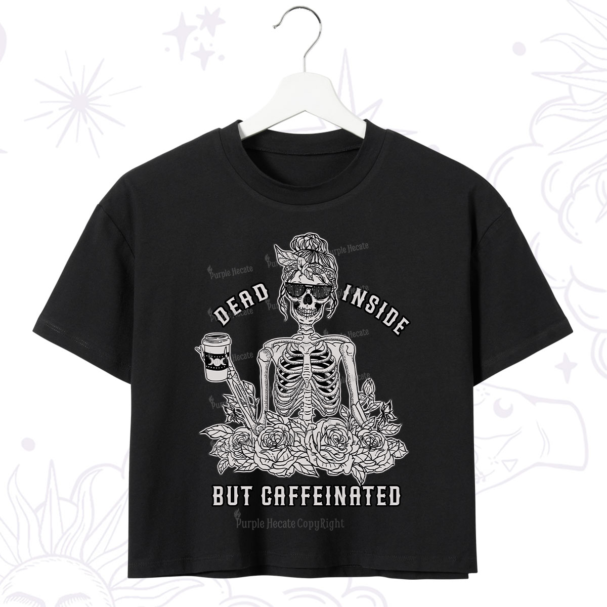 Purplehecate Dead Inside But Caffeinated Crop T-Shirt