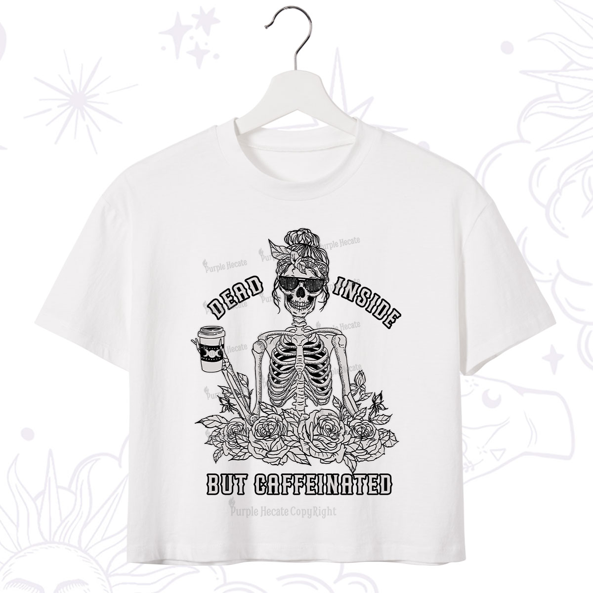 Purplehecate Dead Inside But Caffeinated Crop T-Shirt