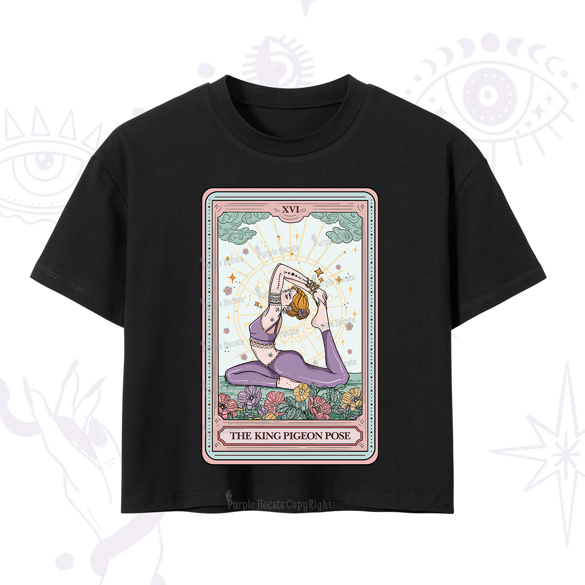 Purplehecate The King Pigeon Pose Tarot Card Crop T-Shirt