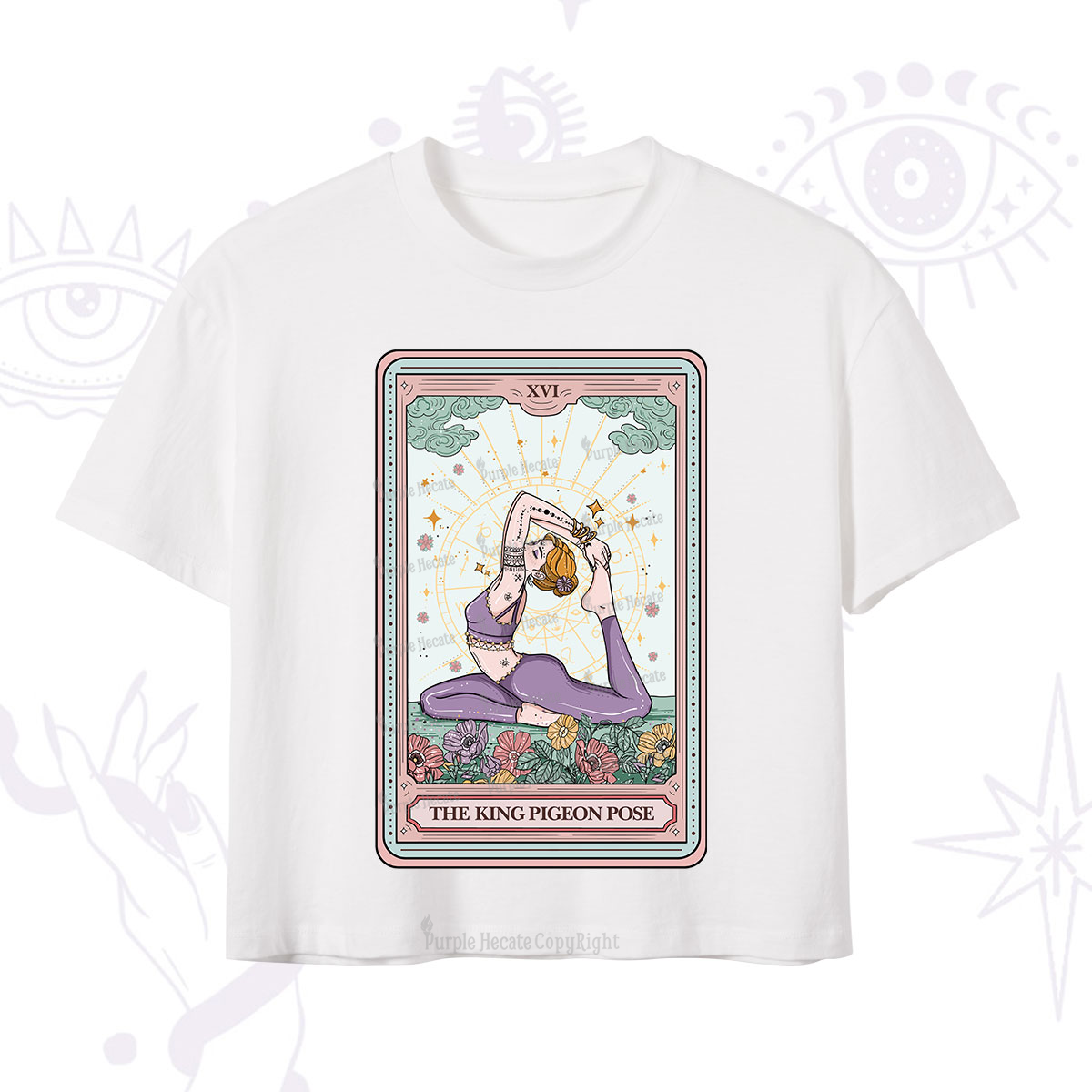 Purplehecate The King Pigeon Pose Tarot Card Crop T-Shirt