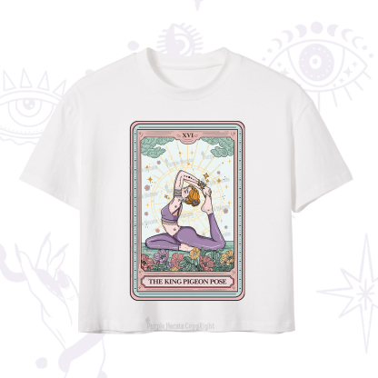 Purplehecate The King Pigeon Pose Tarot Card Crop T-Shirt
